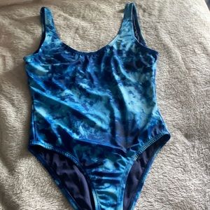 Blue one piece swimsuit